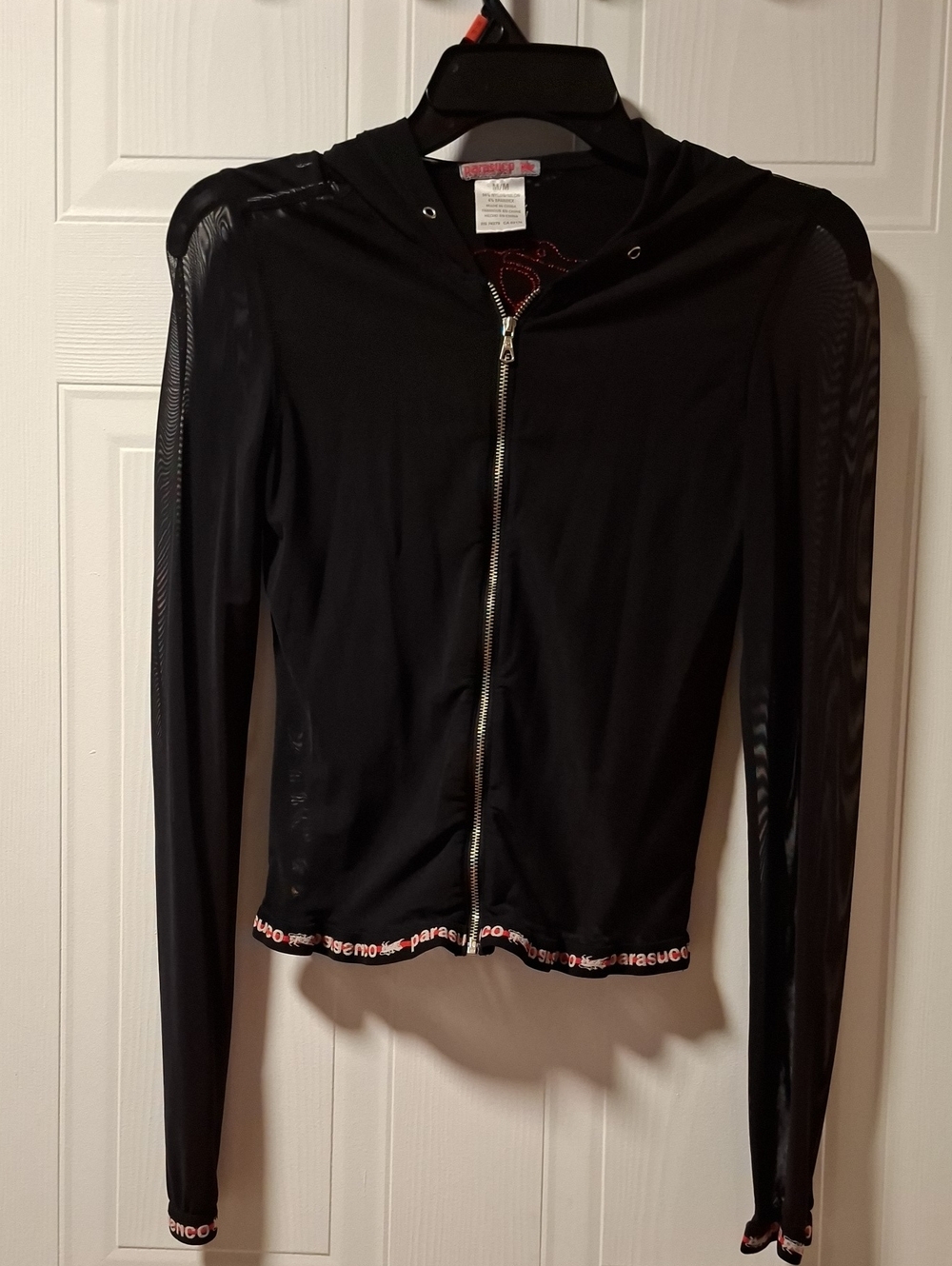 Parasuco Black Hooded Zip Jacket with Mesh Sleeves